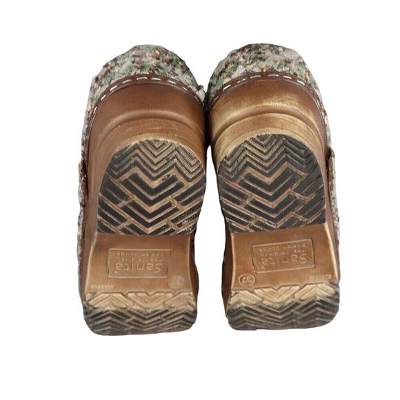 Sanita Shoes Womens 37 Clog Slip On Danish Woven Textile Brown Teal Comfort Walk - Picture 13 of 16